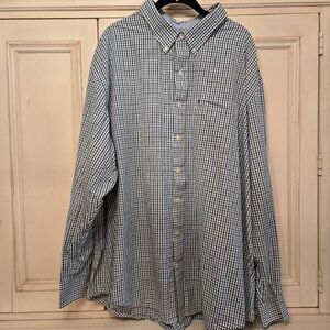 IZOD Plaid Button Doen Green Blue 3XL
